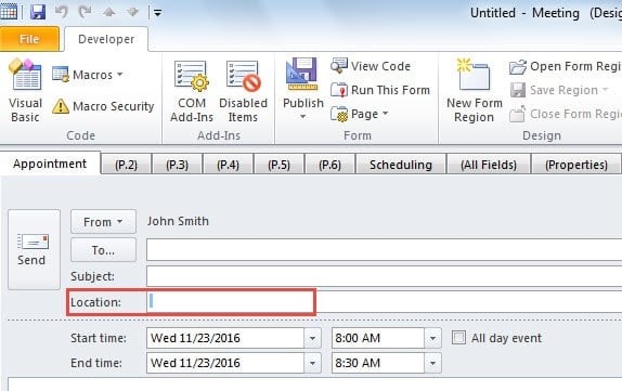 Press a Spacebar in Meeting Location